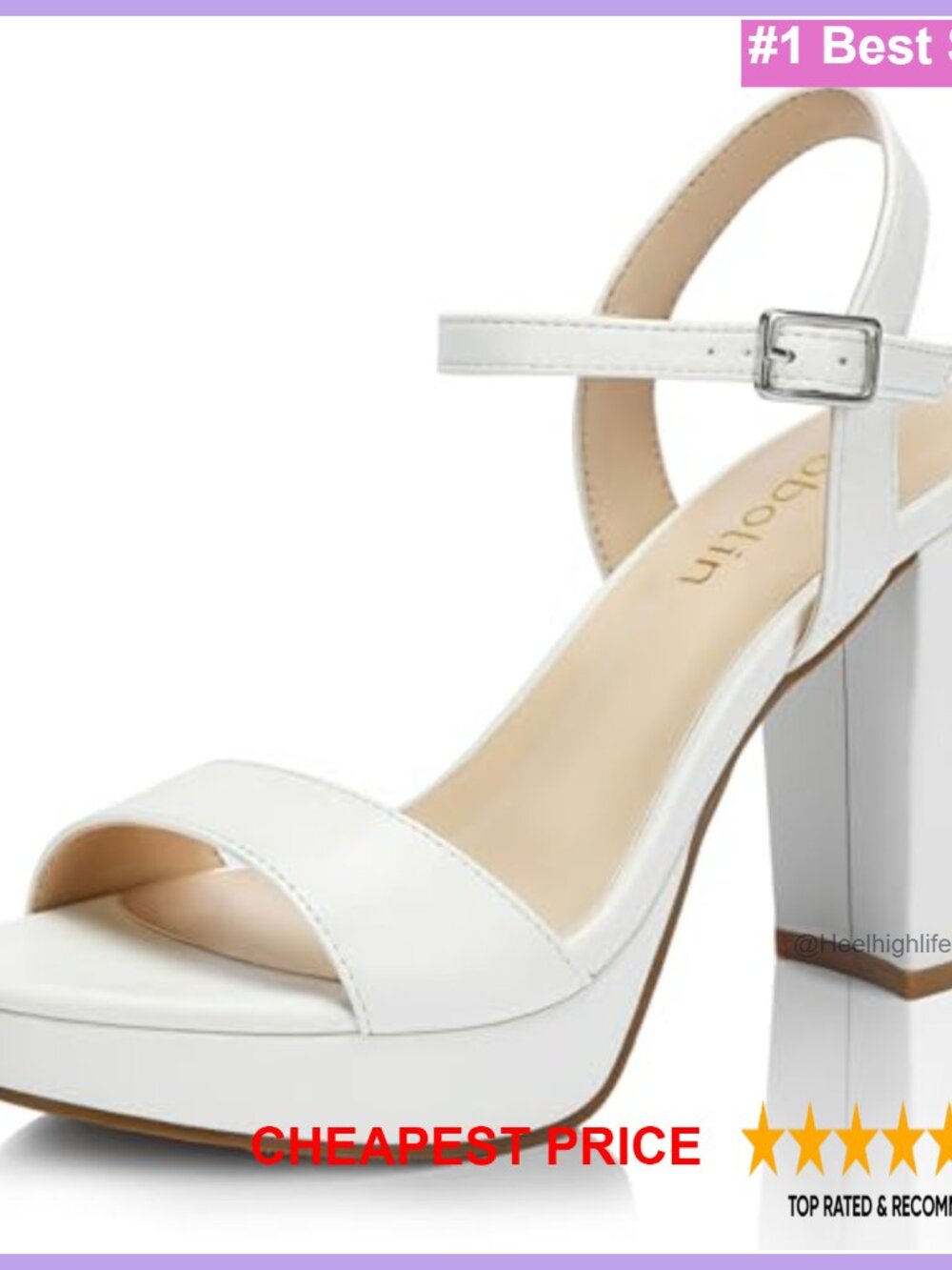 Wide Width Block Heel Platform Sandals Faux Leather Ankle Strap Heels